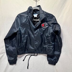 Champion Cropped Jacket NWOT Black Sz Small Windbreaker Oversized